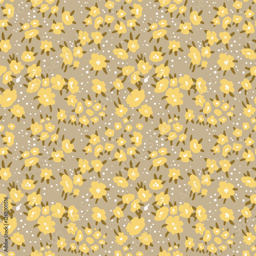 Seamless floral pattern based on traditional folklor art ornaments. Colorful flowers on color background. Scandinavian style. Sweden nordic style. Vector illustration. Simple minimalistic pattern.
