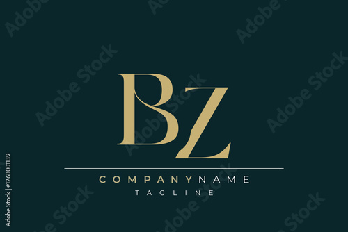 Canvastavla Elegant Monogram with Sophisticated Typography Design Featuring BZ with Sophisti