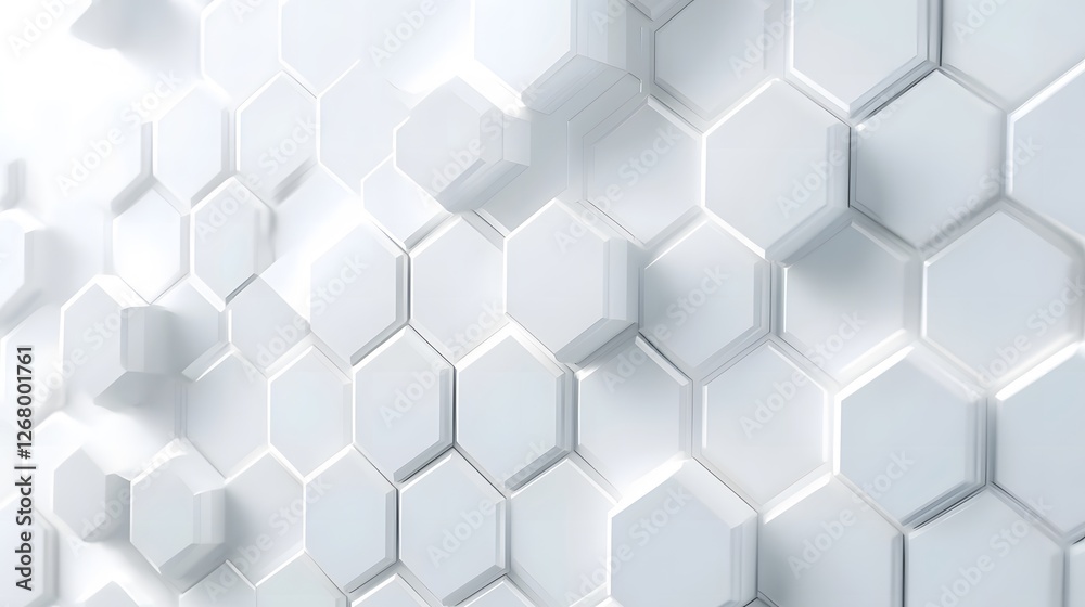 Modern White Hexagonal 3D Background - Futuristic Abstract Geometric Pattern for Branding, Web Design & Digital Art Modern White Hexagonal 3D Background - Futuristic Abstract Geometric Pattern for Branding, Web Design & Digital Art