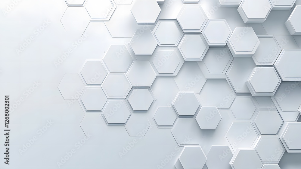 Minimalist White Hexagonal 3D Abstract Background - Modern Geometric Design for Branding, Web Graphics & Digital Art