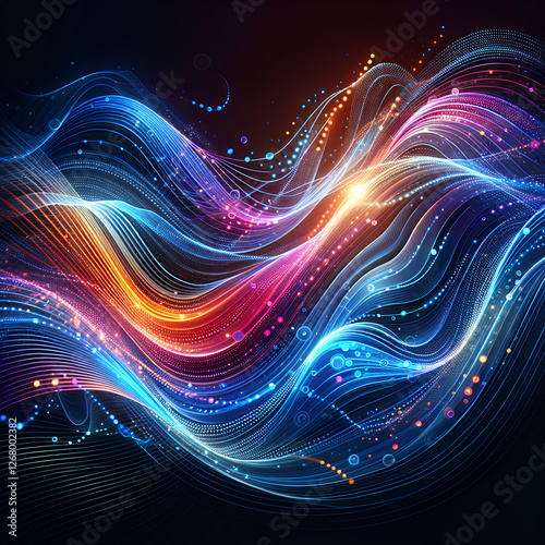 Dynamic Colorful Waves Of Light On A Dark Background.