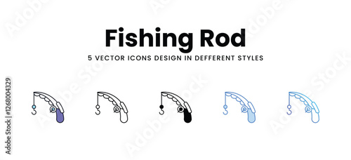 Fishing Rod vector icons set stock illustration