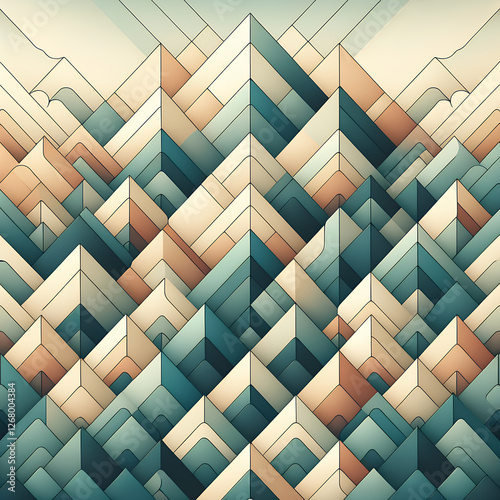 Layered Triangular Shapes In Soft Colors And Patterns.