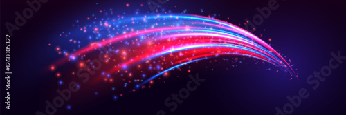 Light speed curved lines with high speed effect.Neon lines moving light effect.Vector illustration.EPS 10.