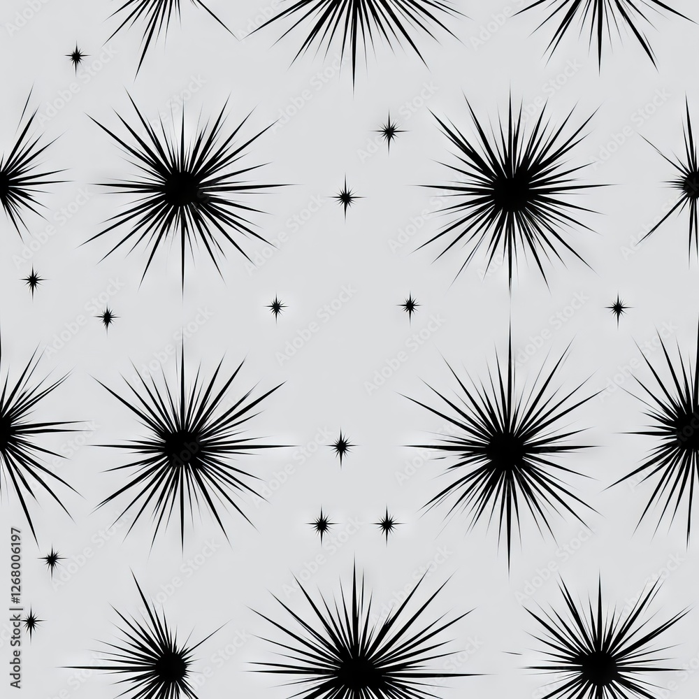 Seamless Pattern - Abstract black and white starburst pattern