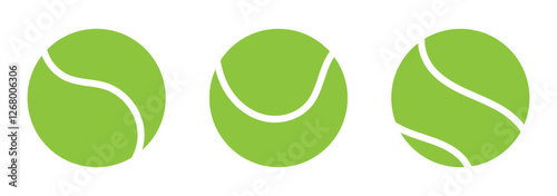 green tennis ball set - vector illustration