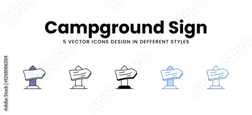 Campground Sign vector icons set stock illustration