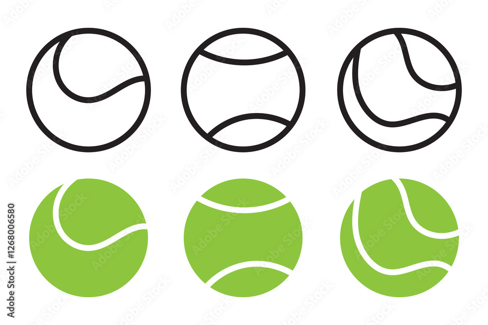 Obraz premium Tennis ball icon set isolated on white background. Tennis ball sport collection. Vector illustration.