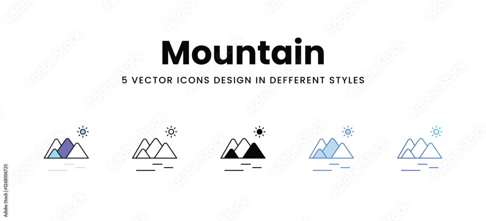 Fototapeta premium Mountain vector icons set stock illustration