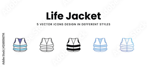 Life Jacket vector icons set stock illustration