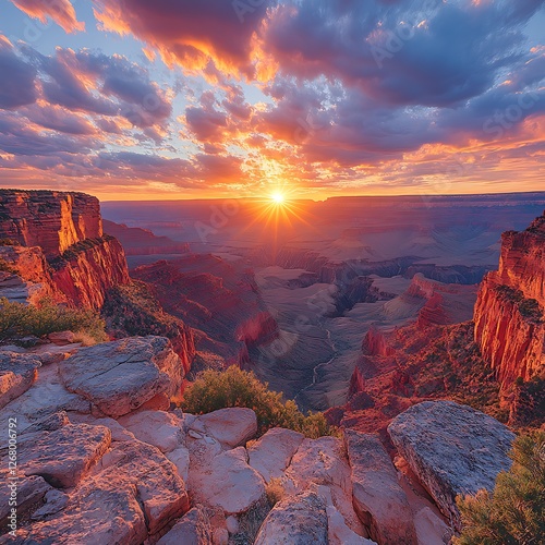 Fiery canyon grand dramatic sunset high resolution hd picture