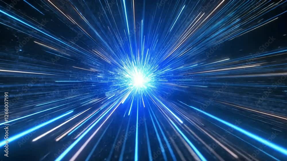 Stunning Light Burst with Dynamic Blue and White Rays in Motion