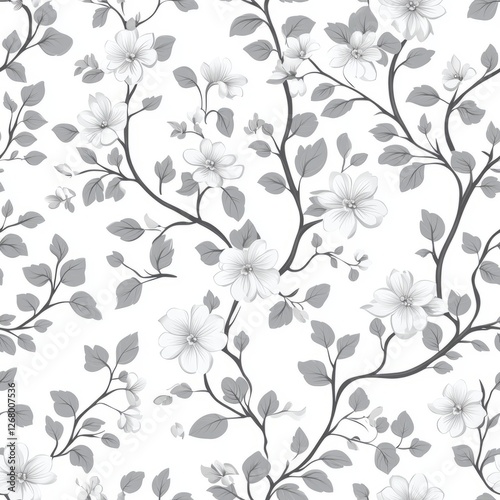 Seamless Pattern - Elegant grayscale floral pattern. Perfect for textile design or wallpaper.