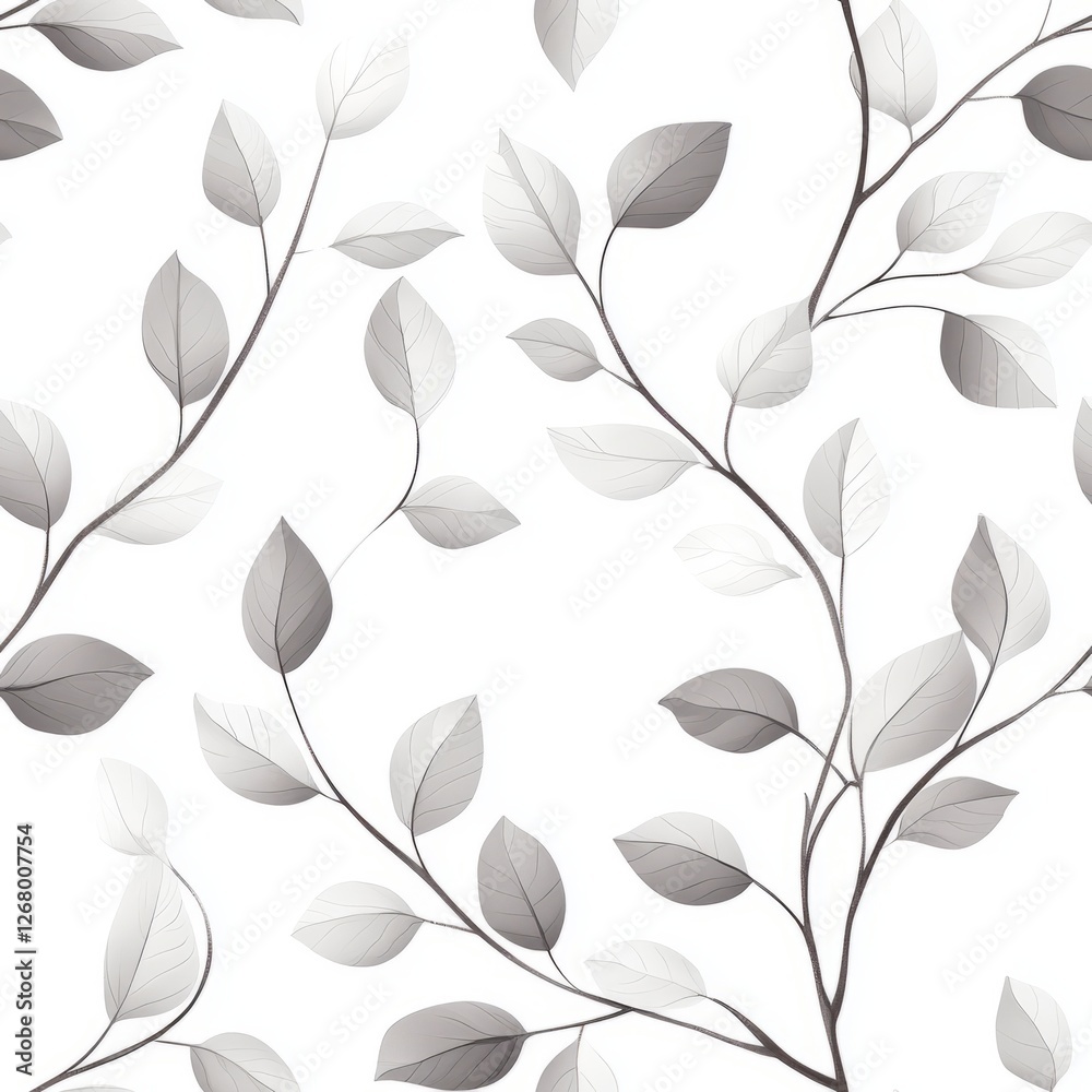 Seamless Pattern - Elegant grayscale leaf pattern background Seamless Pattern - Elegant grayscale leaf pattern background