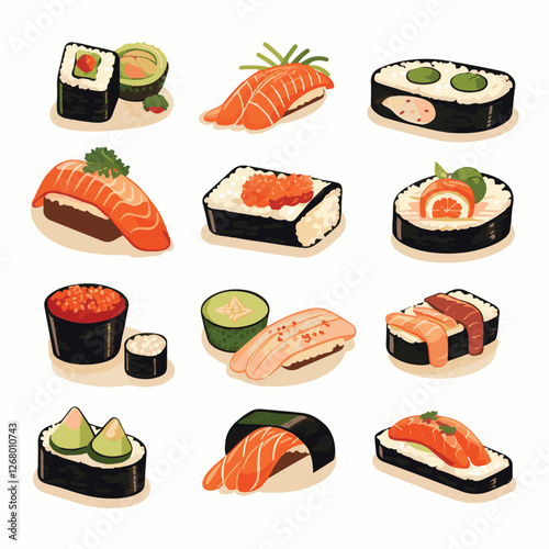 Adobe Illustrafood, japanese, cuisine, traditional, asian, meal, japan, restaurant, culture, healthy, rice, seafood, japanese food, sushi, dish, fresh, delicious, lunch, gourmet, menu, dinntor Artwork