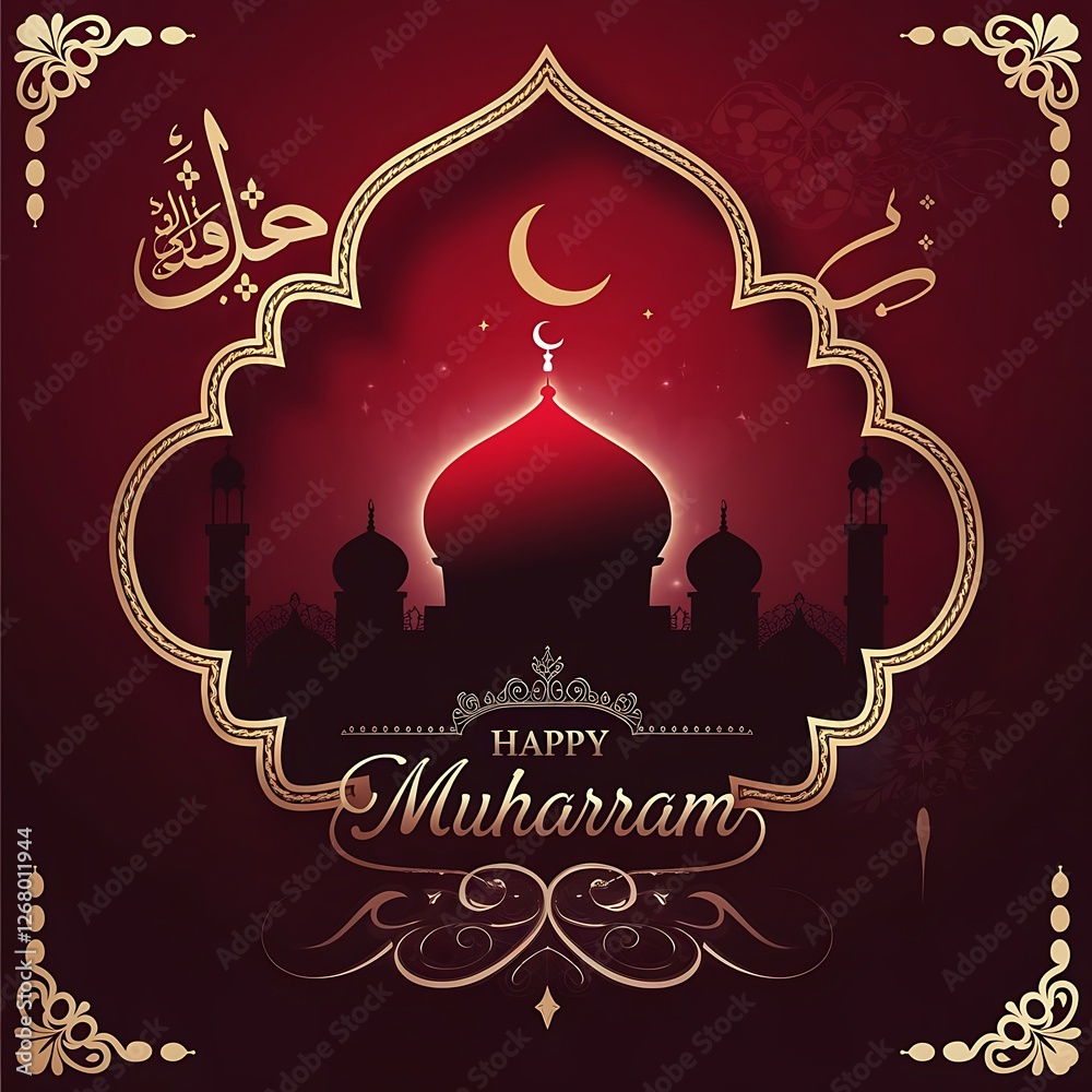 Fototapeta premium Ramadan Mubarak ramadan kareem islamic greeting card background vector illustration Arabic Ornamental Patterned Background of Islamic Mosque,