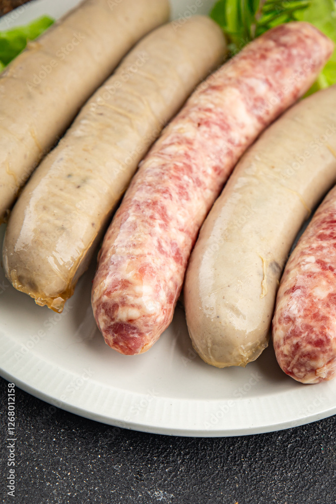 raw sausages pork, beef, chicken, fresh tasty food dish gourmet food background on the table rustic food top view copy space raw sausages pork, beef, chicken, fresh tasty food dish gourmet food background on the table rustic food top view copy space