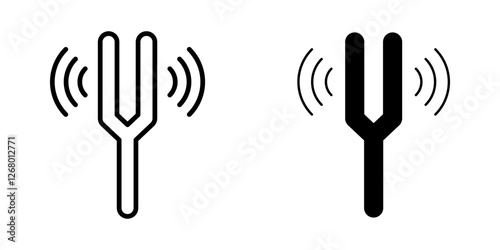 tunning fork Icon set. Symbol isolated white background. vector illustration. color editable.
