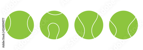 Tennis ball icon set isolated on transparent background. Tennis ball sport collection. Vector illustration.