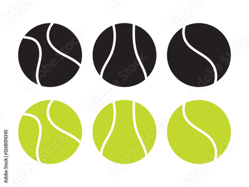 Tennis ball icon set isolated on white background. Tennis ball sport collection. Vector illustration.