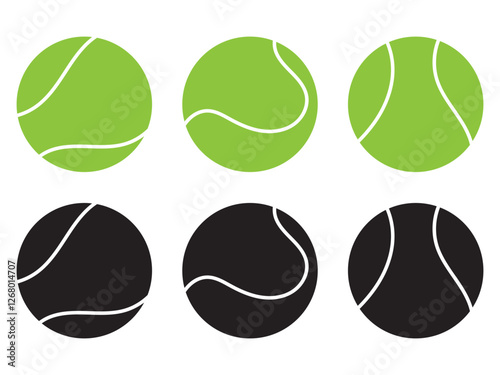 green tennis ball set - vector illustration