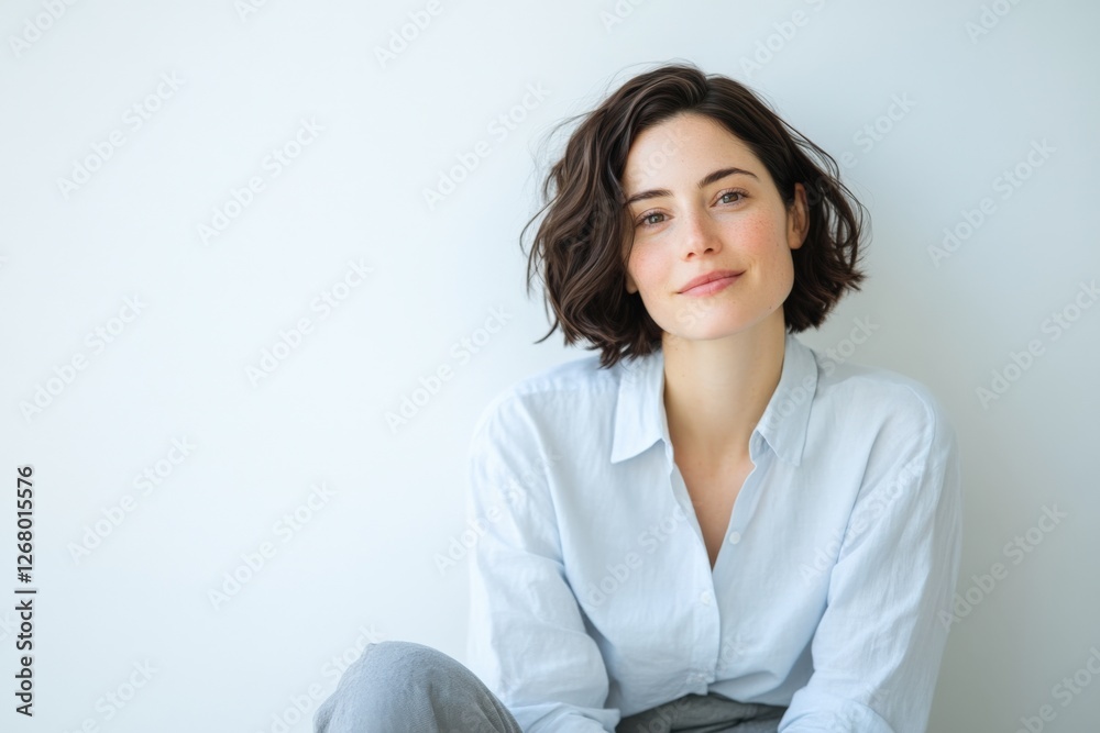Portrait of a Woman Smiling in Casual Wear Portrait of a Woman Smiling in Casual Wear