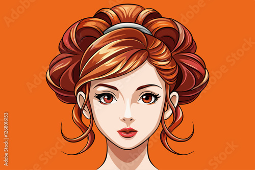 
vector of The main girl's hair chignon model
