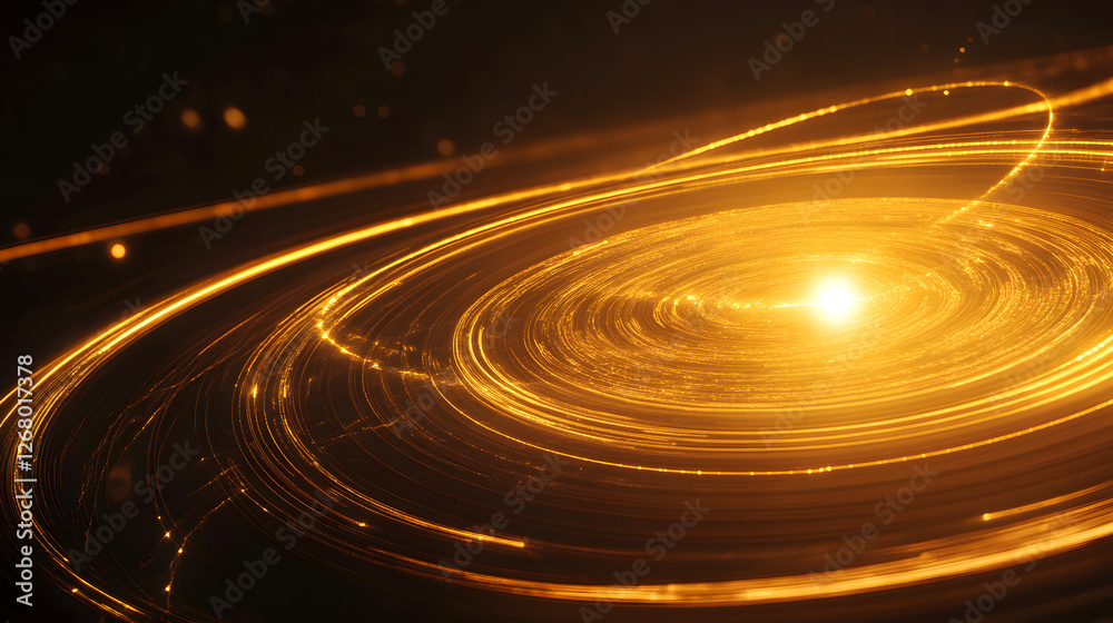 Fototapeta premium Golden technological energy vortex