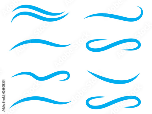 Vector swirl lines. Swash and flourish underlines. Hand drawn swish and swooshes. Calligraphic elegant vintage curved squiggles. Doodle fancy dividers on white background.