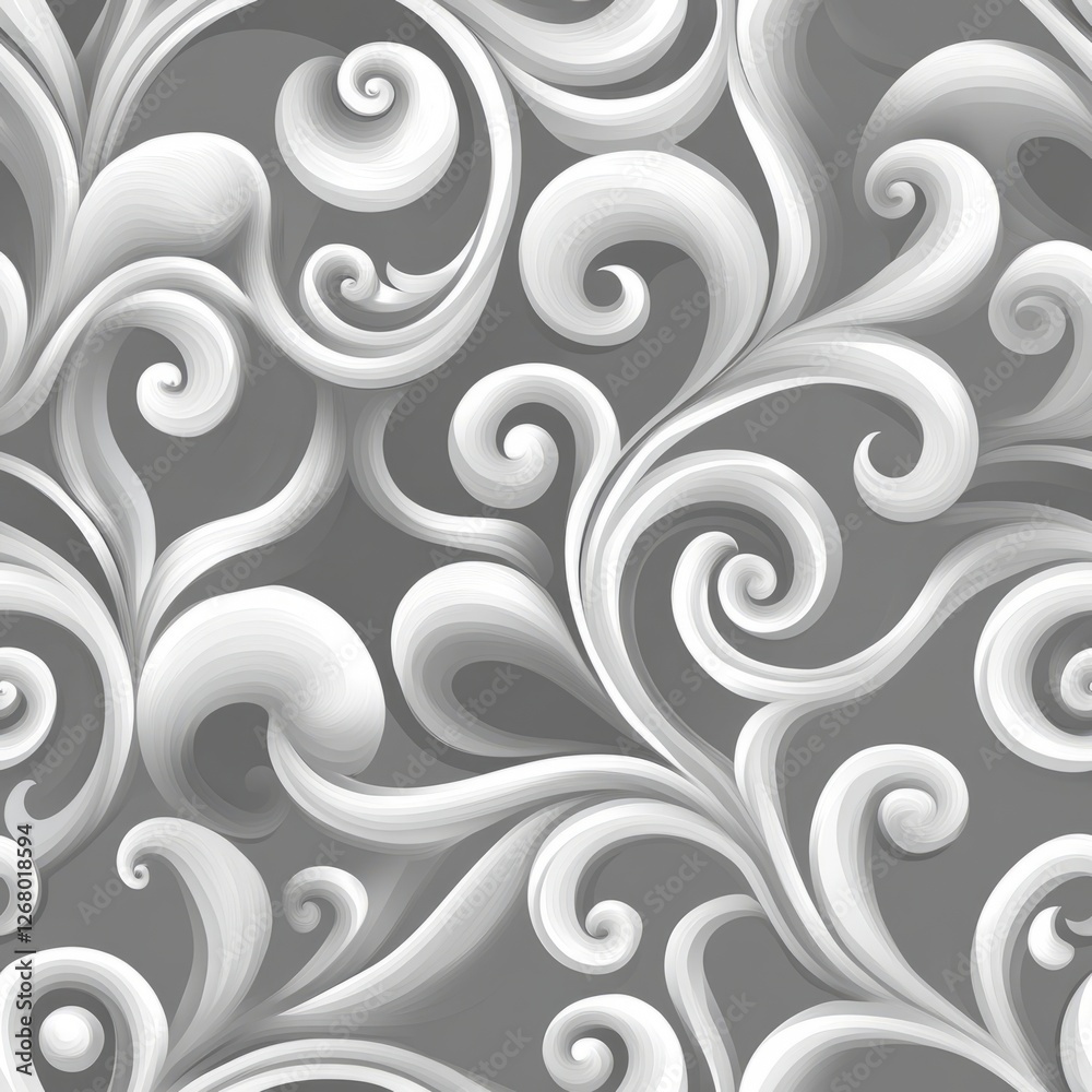Seamless Pattern - Elegant swirling gray and white pattern Seamless Pattern - Elegant swirling gray and white pattern