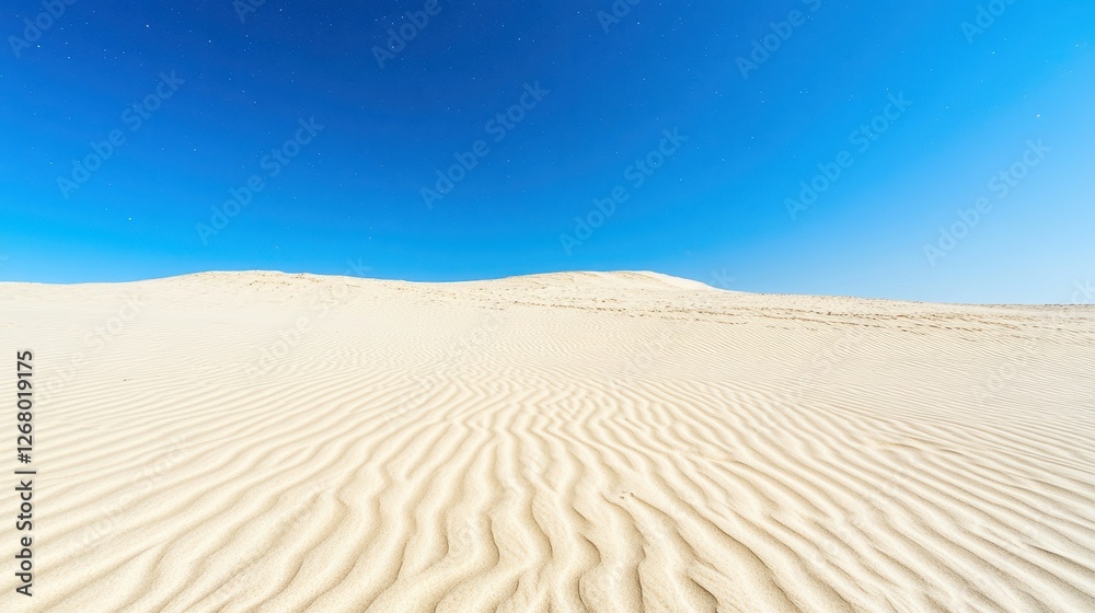 White Sands under Azure Sky: Undulating waves of pristine white sand stretch to meet a vibrant azure sky, creating a minimalist landscape of breathtaking beauty. White Sands under Azure Sky: Undulating waves of pristine white sand stretch to meet a vibrant azure sky, creating a minimalist landscape of breathtaking beauty.