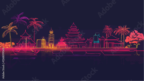 The Neon Glow of Bali’s Temples and Palms