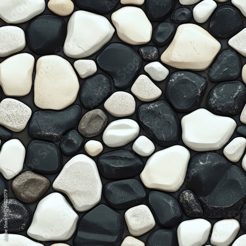 Seamless Pattern - Abstract seamless pattern of smooth stones in black and white.