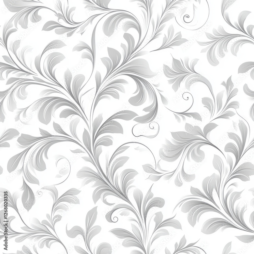 Seamless Pattern - Elegant silver floral pattern on white background. Seamless Pattern - Elegant silver floral pattern on white background.