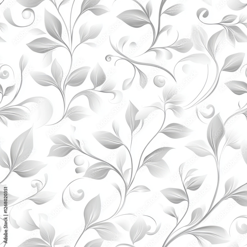 Seamless Pattern - Elegant silver floral pattern on white background. Seamless Pattern - Elegant silver floral pattern on white background.