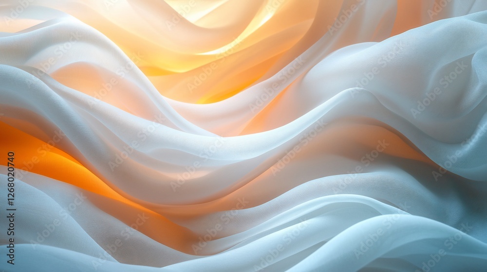 Obraz premium Soft flowing fabric, warm light, wavy texture, abstract background, design