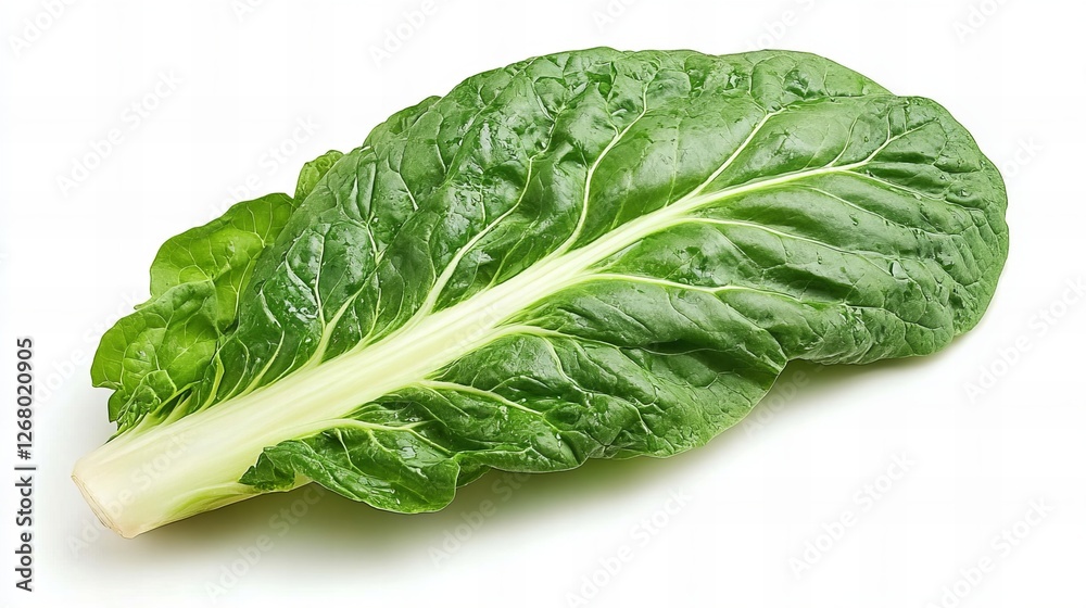 Vibrant green chard leaf isolated on a white background. Fresh, healthy, and ready to eat! Vibrant green chard leaf isolated on a white background. Fresh, healthy, and ready to eat!