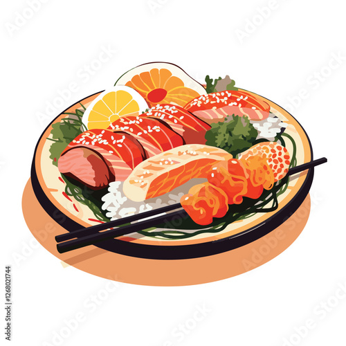 Adobe Illustrafood, japanese, cuisine, traditional, asian, meal, japan, restaurant, culture, healthy, rice, seafood, japanese food, sushi, dish, fresh, delicious, lunch, gourmet, menu, dinntor Artwork