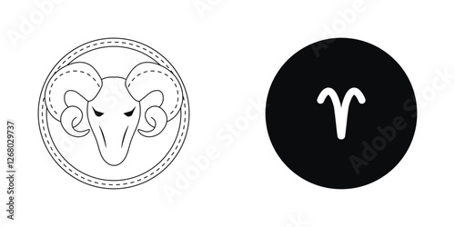 Zodiac horoscope. Aries astrological icon symbol. Stylized star sign esoteric. Simple line vector illustration.