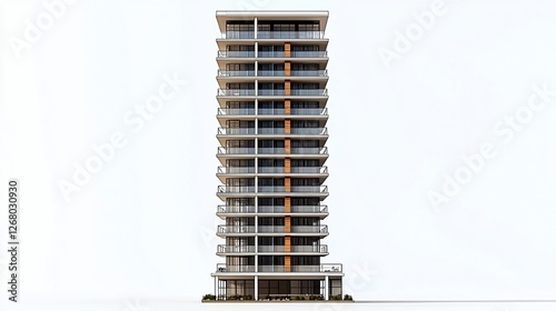 Modern highrise apartment building rendering