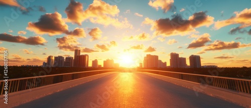 Cityscape at Sunset: A Golden Hour View