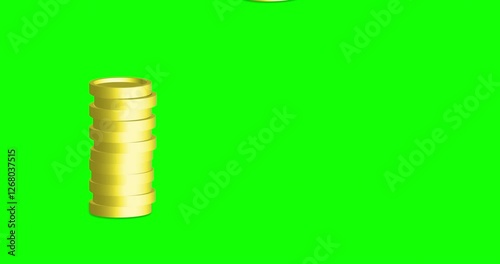 Falling from above, becomes zoomed-in pile of coins. Animation golden coins over green. Design can be used for your ad, banner of USD money, concept of business success, inflation. 4K video graphic