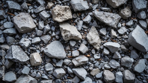 Wallpaper Mural Grey gravel rock ground debris close-up showing varied textures and colors ideal for backgrounds, mapping, and construction design projects. Torontodigital.ca