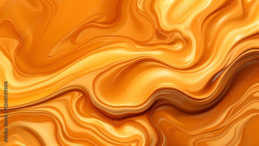 Abstract Glossy Smooth Fluid Caramel Texture Background, Honey Syrup Flow, Orange Brown Swirls, Modern Art Design, Liquid Wave Ripple Backdrop Abstract Glossy Smooth Fluid Caramel Texture Background, Honey Syrup Flow, Orange Brown Swirls, Modern Art Design, Liquid Wave Ripple Backdrop