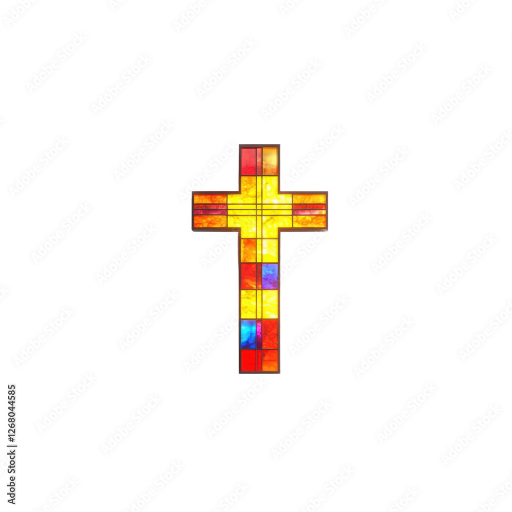 Fototapeta premium Stained glass cross with vibrant colors and intricate design
