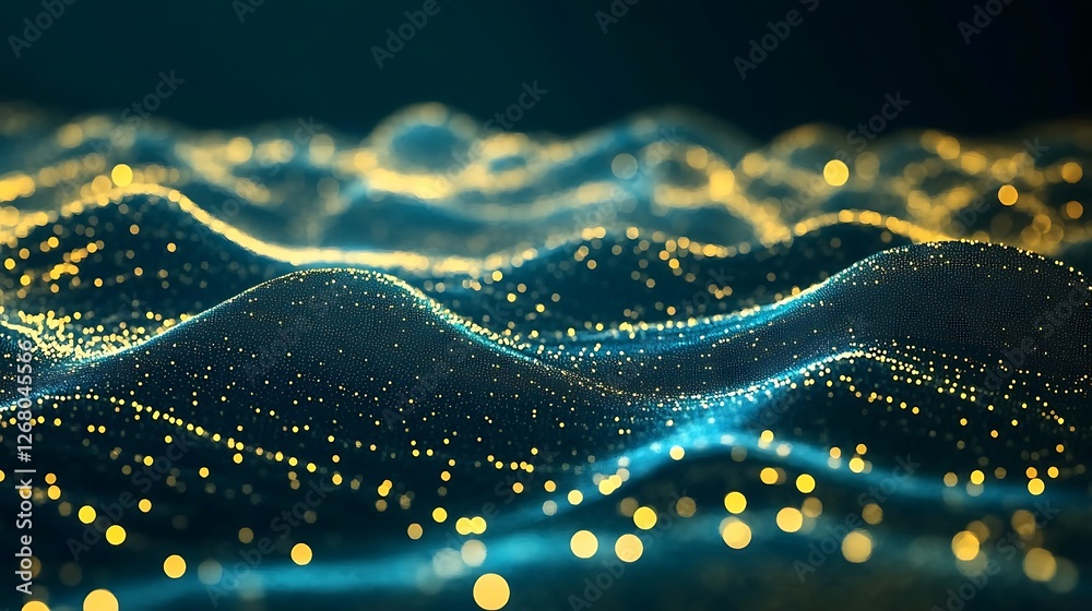 Abstract Golden Particles Wave Digital Art Abstract Golden Particles Wave Digital Art