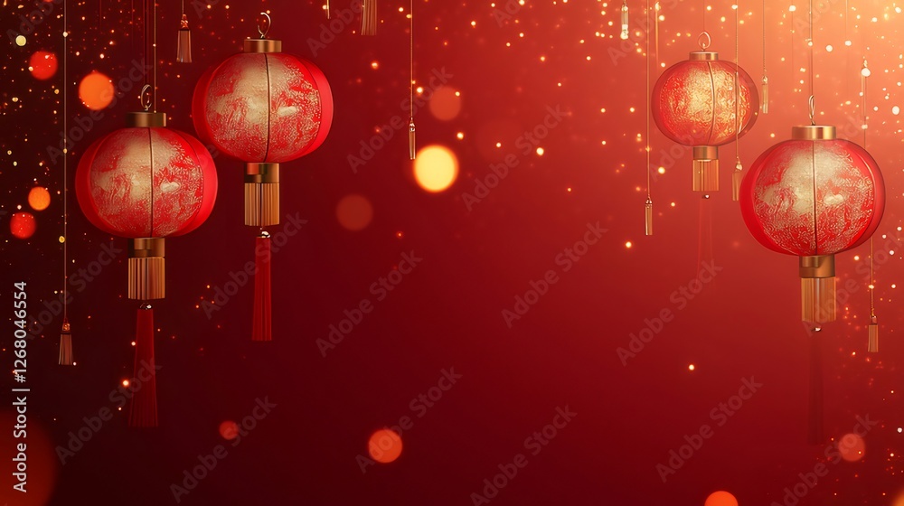 Red lanterns, festive background, Asian celebration Red lanterns, festive background, Asian celebration