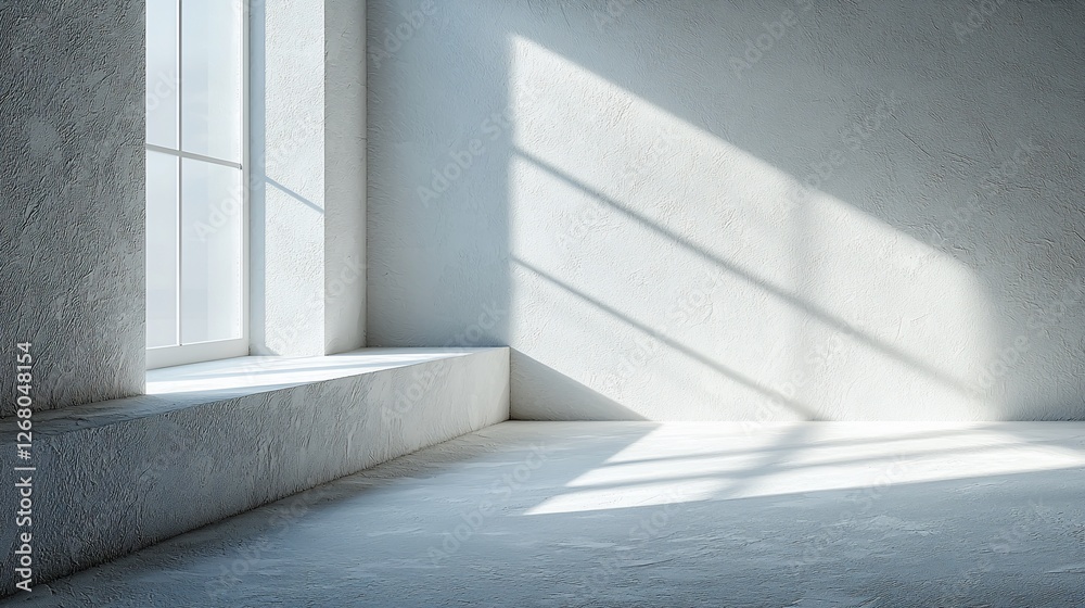 Obraz premium Sunlight streams through window in empty room