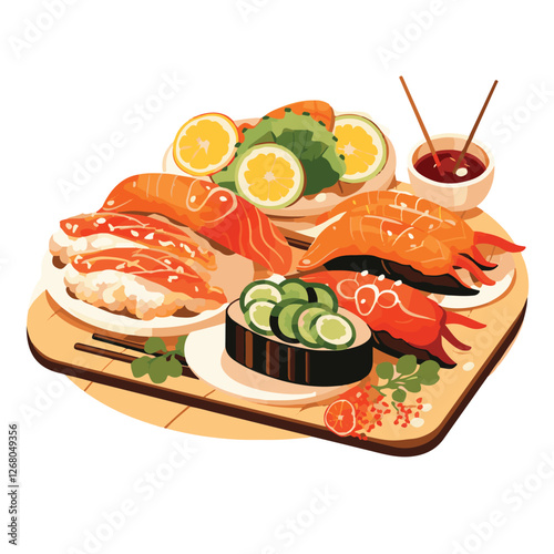 Adobe Illustrafood, japanese, cuisine, traditional, asian, meal, japan, restaurant, culture, healthy, rice, seafood, japanese food, sushi, dish, fresh, delicious, lunch, gourmet, menu, dinntor Artwork