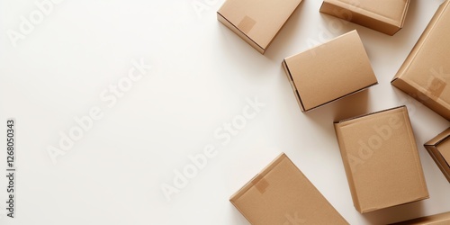 Stacked cardboard boxes in a simple 3D mockup on a white background with isolated empty space. Ideal for branding, product presentation, and packaging design.